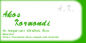 akos kormondi business card